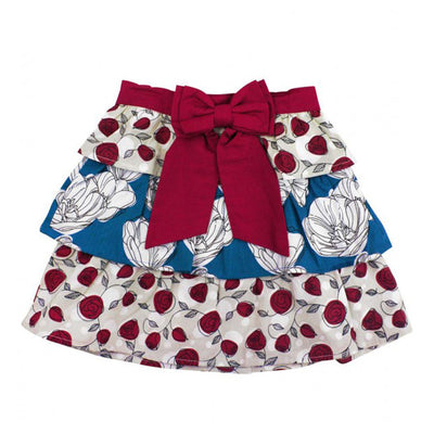 Rosie Posie Mix-Print Skirt with Bow