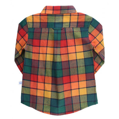 Boys Autumn Rainbow Plaid Button Down Shirt
