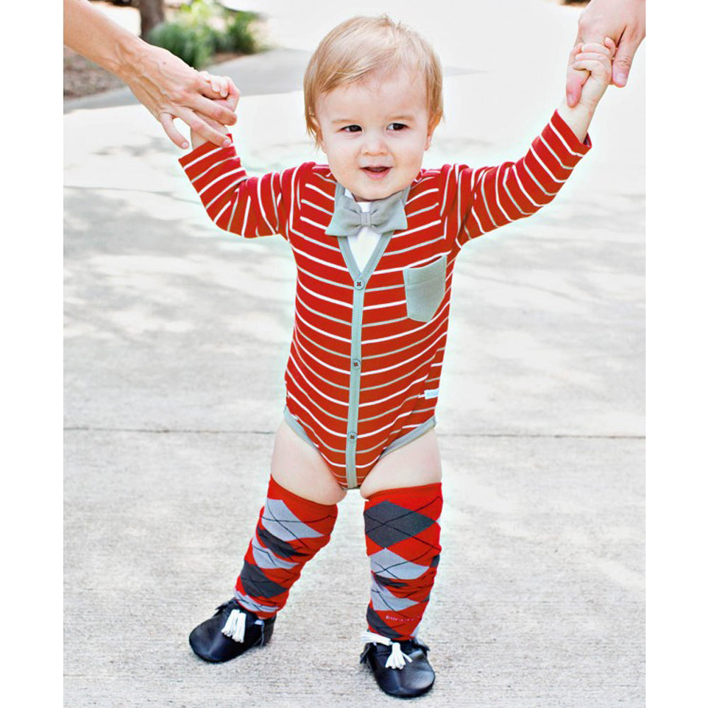 Red Stripe Cardigan Bodysuit