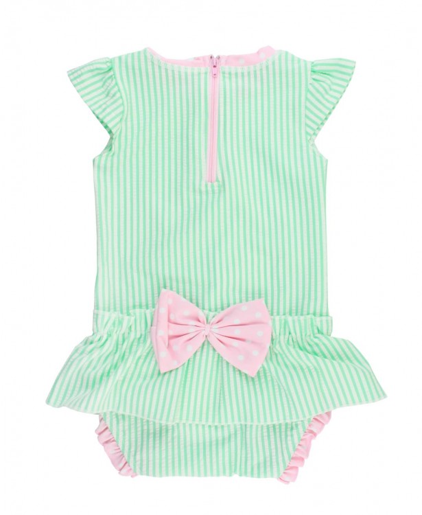 Mint Seersucker Peplum One Piece