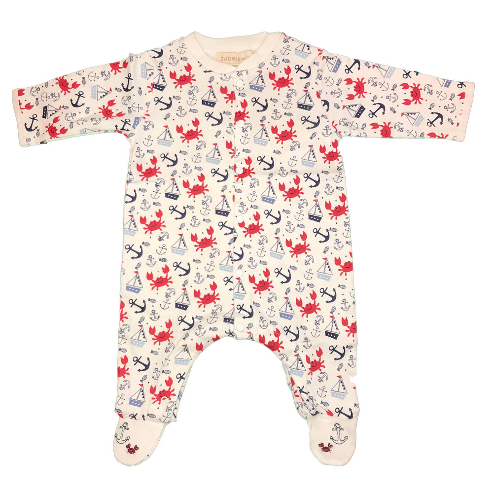 Organic Cotton Baby Boys Crab Print Footie