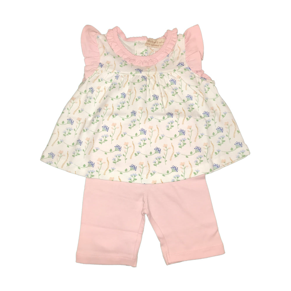Organic Baby and Toddler Girls Flower Print Capri Set