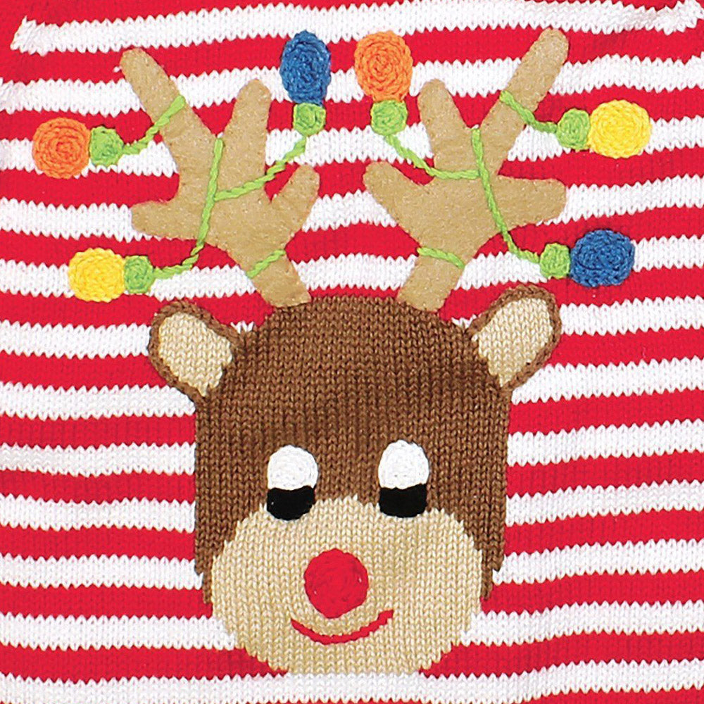 Hand Knit Cotton Reindeer Sweater