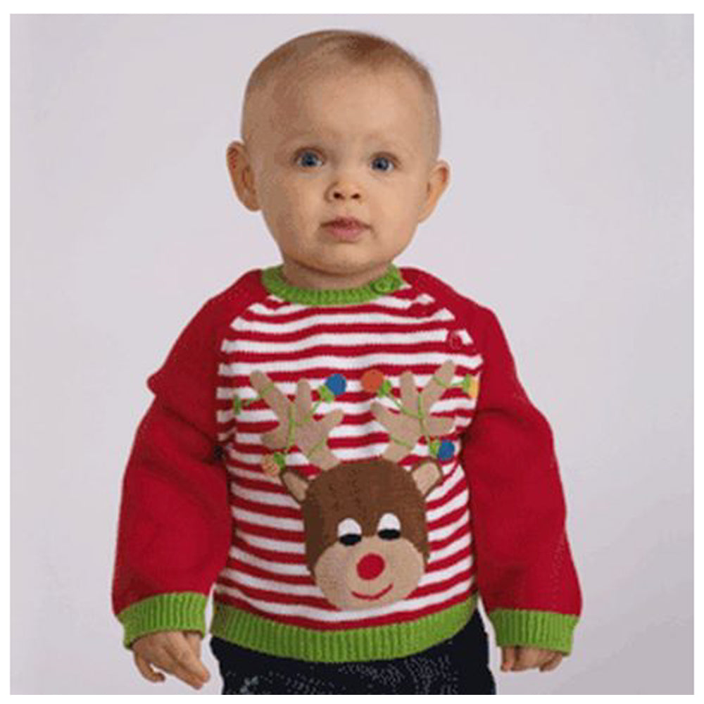 Hand Knit Cotton Reindeer Sweater