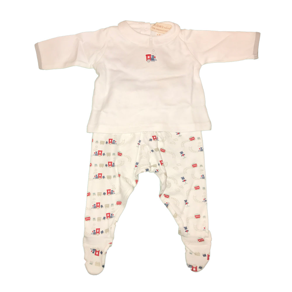 Organic Baby Boys Train Print Shirt and Pant Set