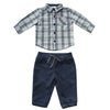Mathlete Plaid Shirt and Suede Jogger Set for Baby Boys