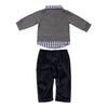 Charcoal 2fer Sweater and Navy Suede Pant Set for Baby Boys