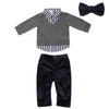 Charcoal 2fer Sweater and Navy Suede Pant Set for Baby Boys