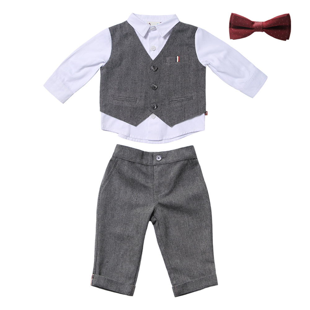 Striped Sweater Vest and Pant Set with Bowtie for Baby Boys