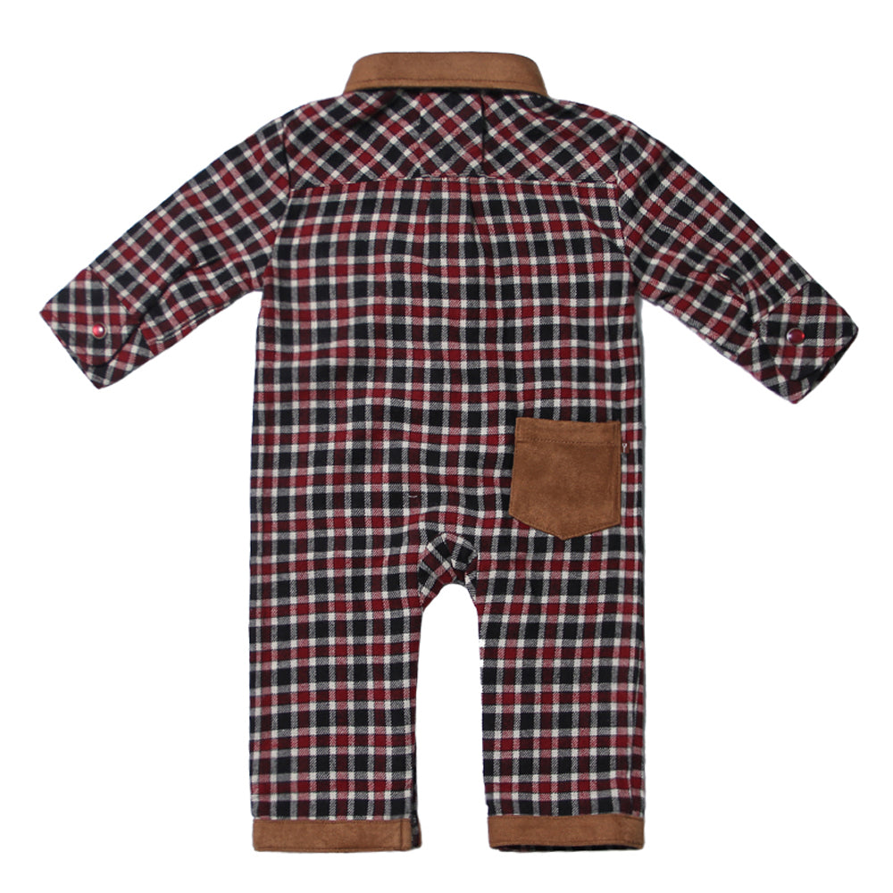 Study Hall Plaid Flannel Romper for Baby Boys