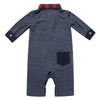 Navy Collared Long Sleeve Romper for Baby Boys