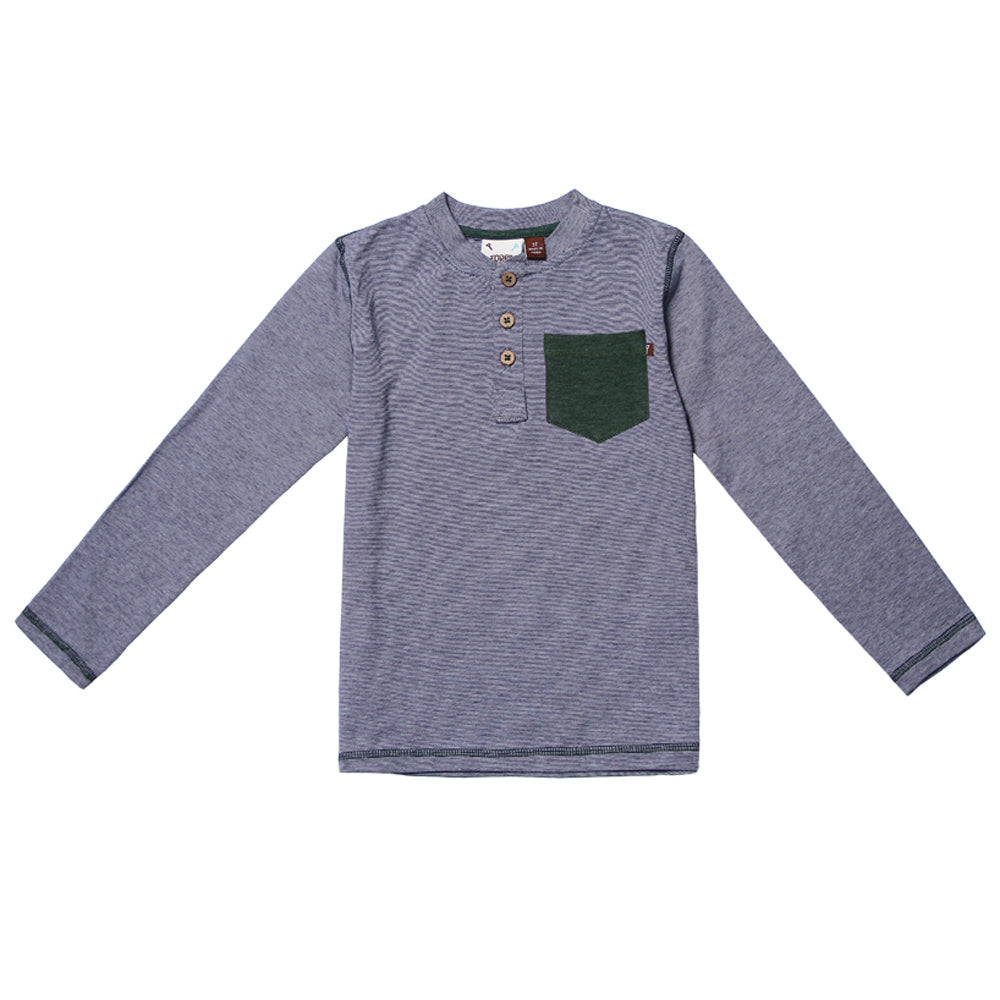 Navy Melange Pocket Crew Henley