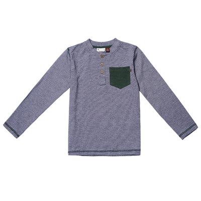 Navy Melange Pocket Crew Henley