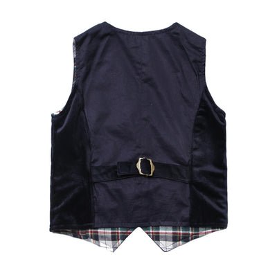 The Homecoming Reversible Vest in Navy and Plaid for Boys