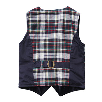 The Homecoming Reversible Vest in Navy and Plaid for Boys