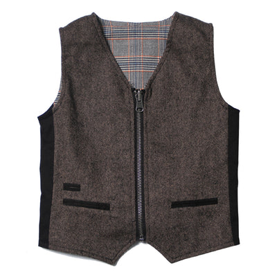 Nailhead Tweed and Plaid Reversible Vest for Boys