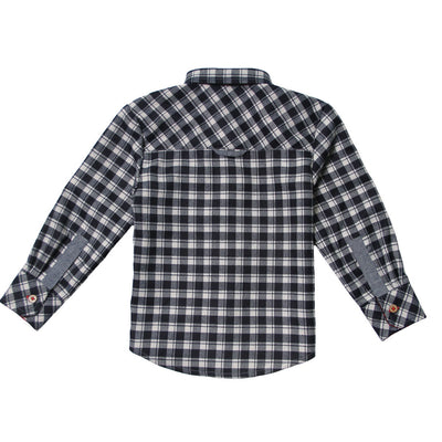 Mixed Check Flannel Roll-Up Sleeve Shirt for Boys