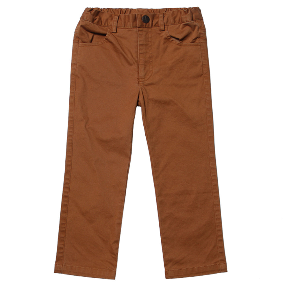 Brown Brushed Stretched Twill Pant for Boys