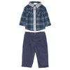 Plaid Flannel Shirt and Navy Twill Trousers for Baby Boys