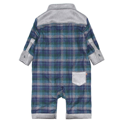 Flannel Plaid Gingham Romper for Baby Boys