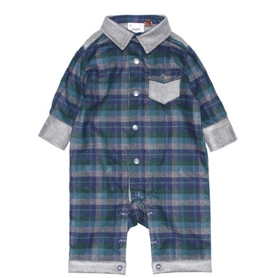 Flannel Plaid Gingham Romper for Baby Boys