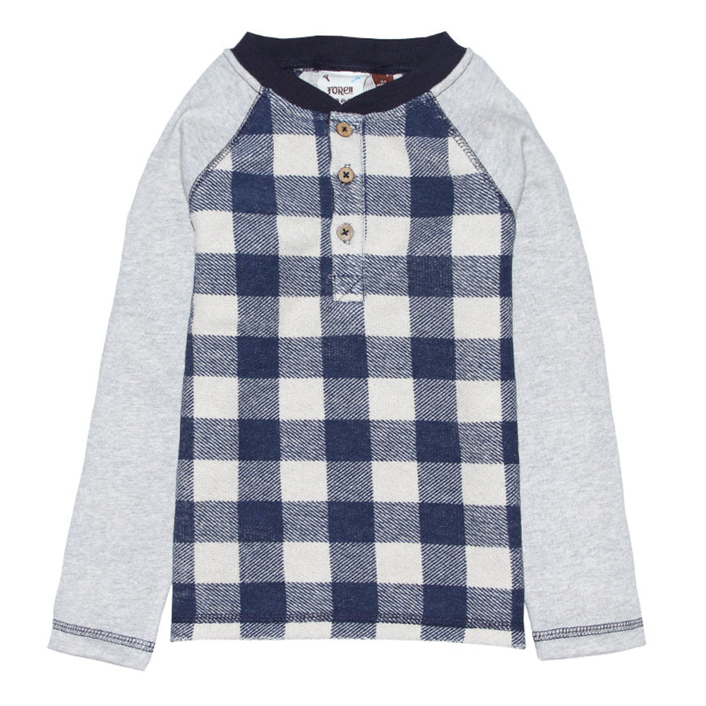 Navy Looped Gingham Henley