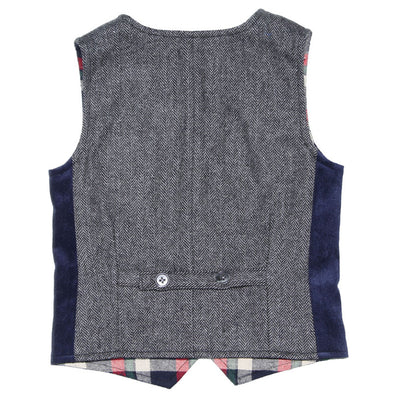 Herringbone and Ashton Plaid Reversible Vest for Boys