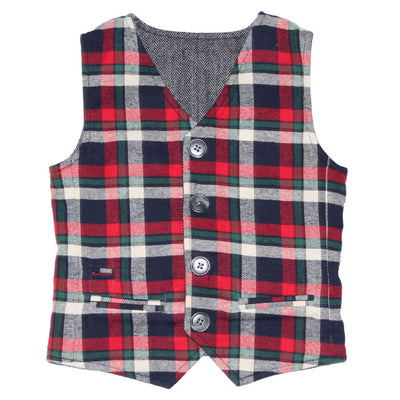 Herringbone and Ashton Plaid Reversible Vest for Boys