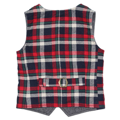 Herringbone and Ashton Plaid Reversible Vest for Boys