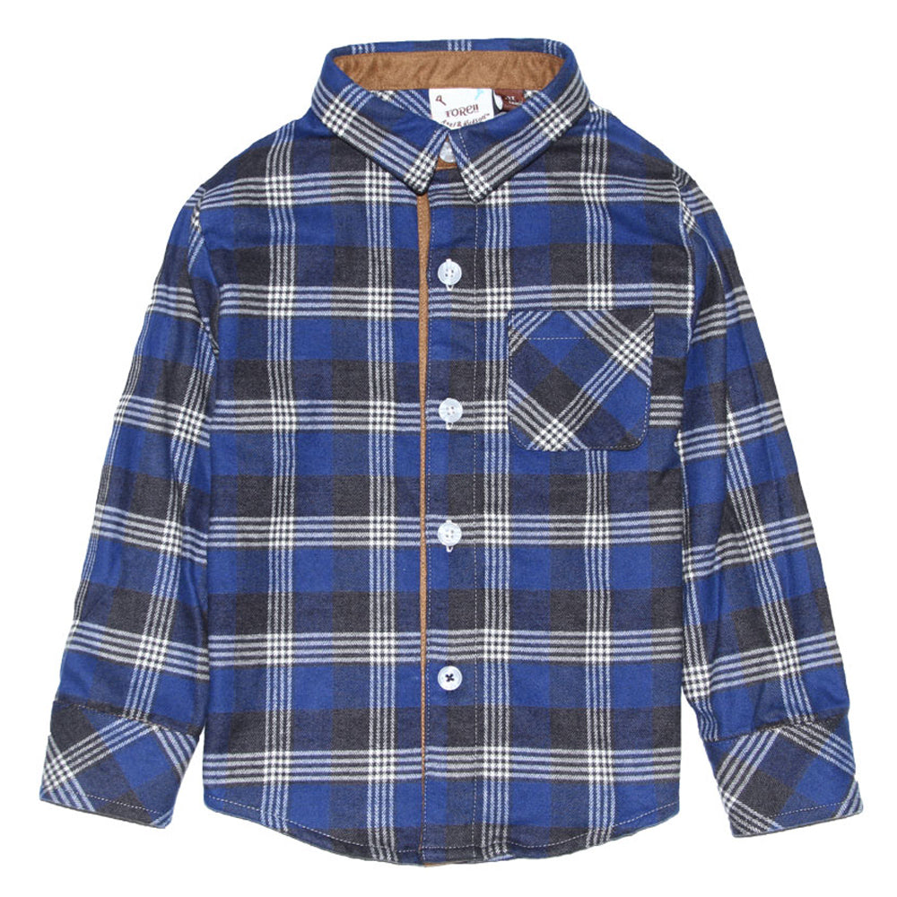 Blue Flannel Plaid Shirt for Boys