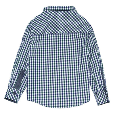 Navy and Green Gingham Shirt for Boys