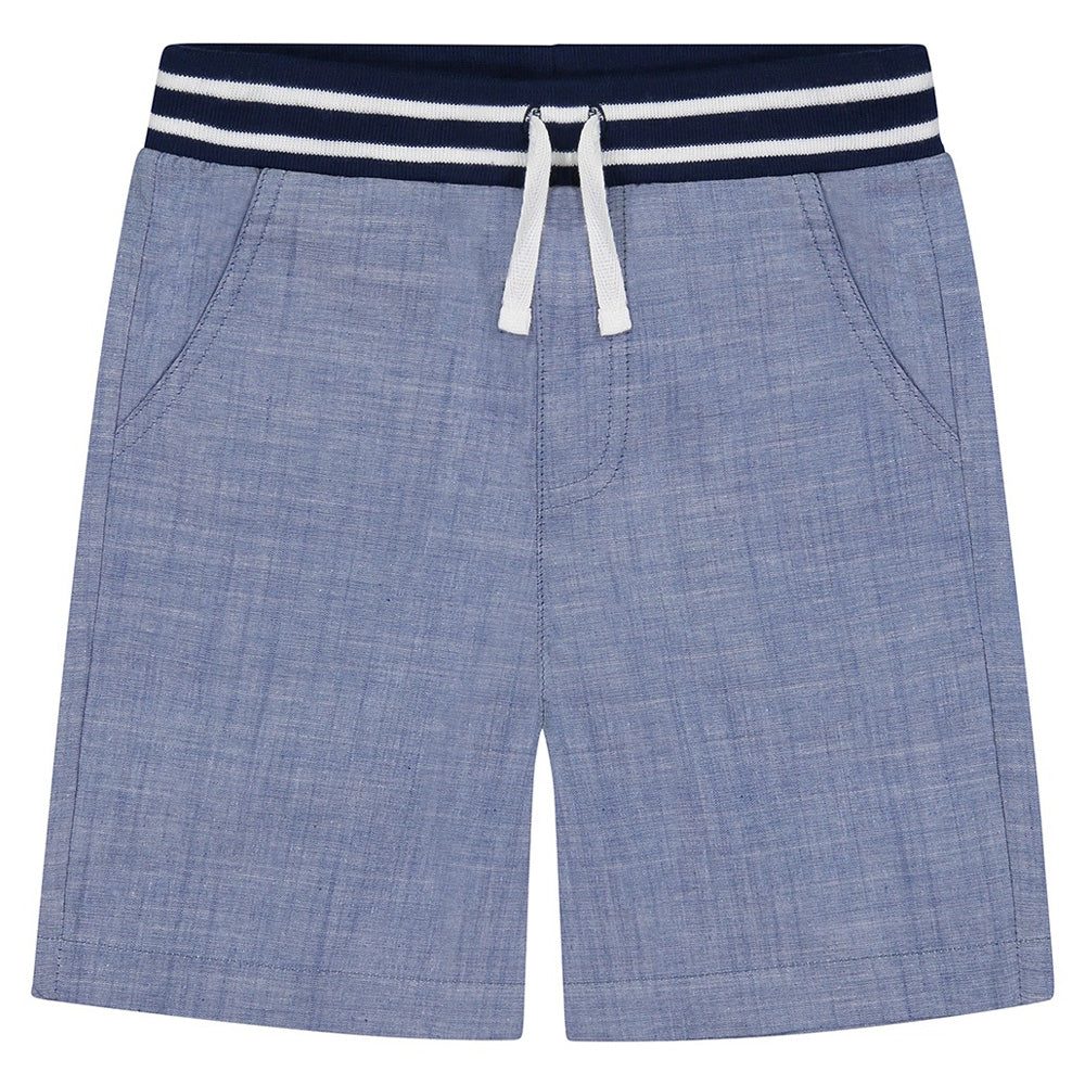 Boys Blue Suiting Jogger Short with Ribbed Waistband