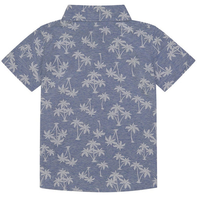 Boys Palm Tree Print Knit Button Down Shirt