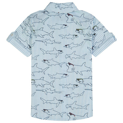 Boys Shark Short Sleeve Button Down Shirt