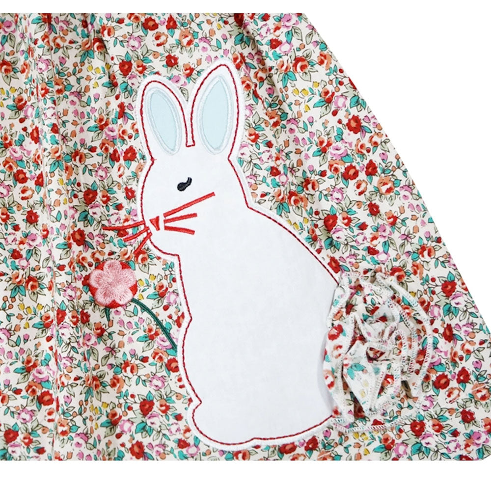 Baby and Little Girls Easter Bunny Floral Pom Pom Dress