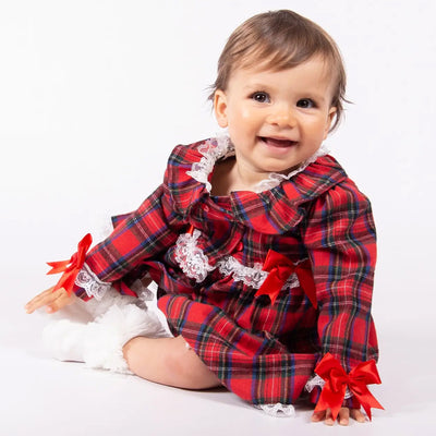 Baby Girls Red Tartan Dress Set