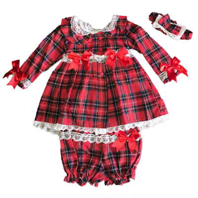 Baby Girls Red Tartan Dress Set