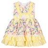 Little Girls Lemon Yellow and Pink Floral Dress