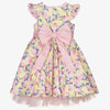 Baby and Little Girls Lemon Yellow and Pink Floral Dress with Tulle