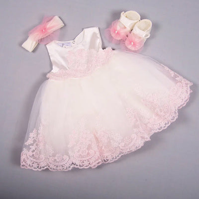 Baby Girls Pink Lace Dress Set