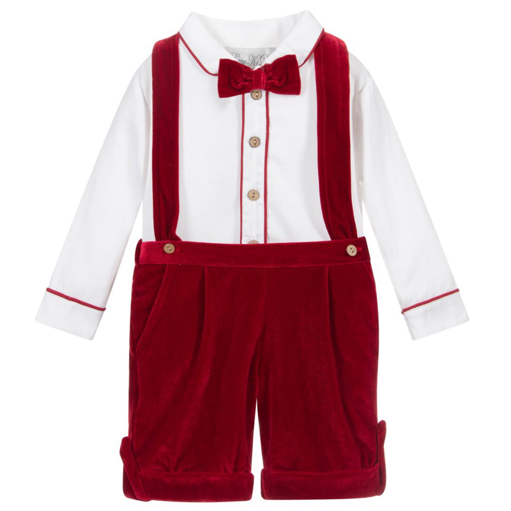 Baby Boys Red Velvet Suit Set