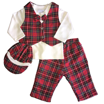 Baby Boys Red Tartan Suit Set