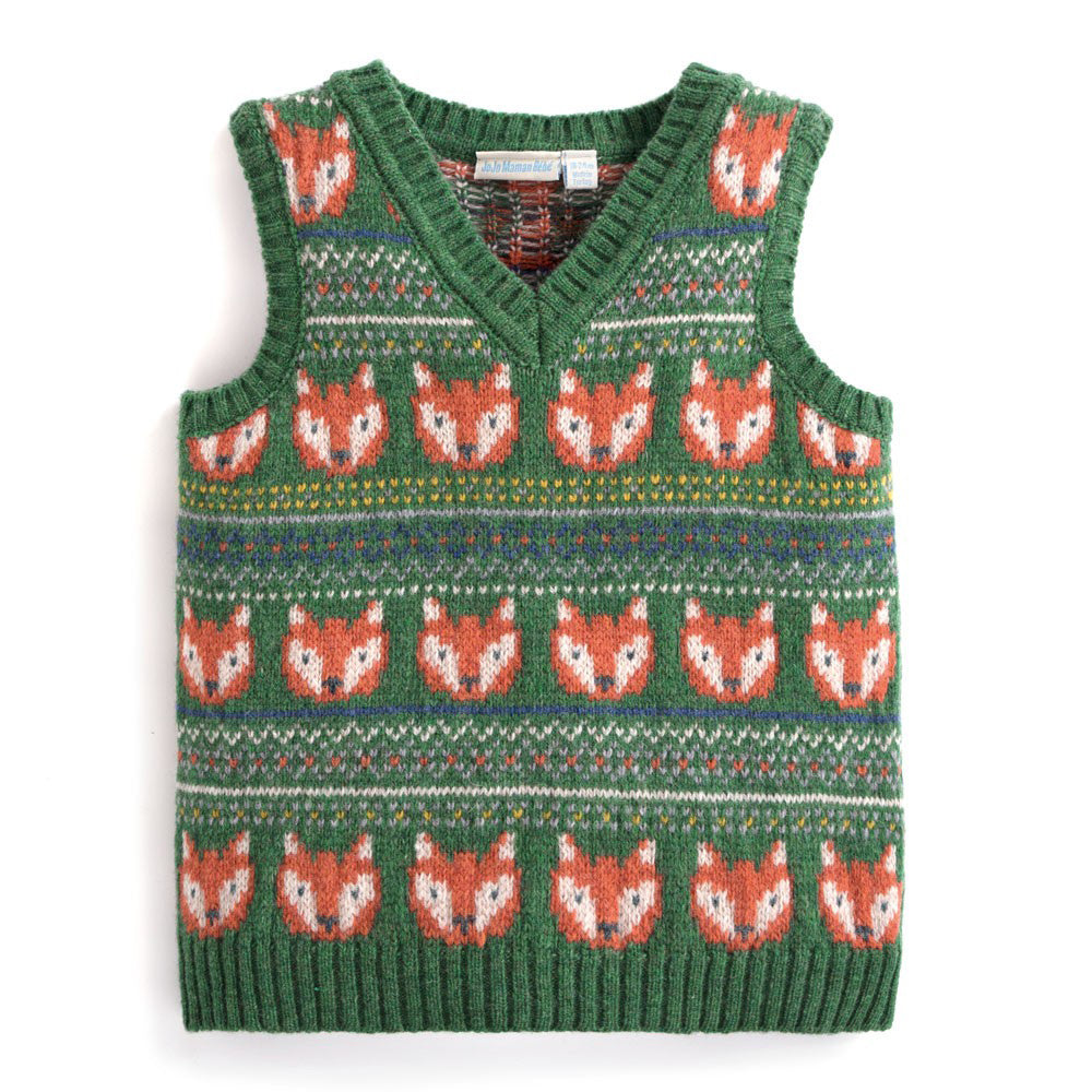 Forest Green Fox Fair Isle Sweater Vest - Best Dressed Tot - Baby