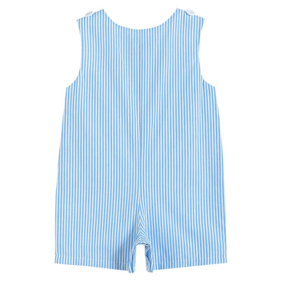 Blue Striped Bunny Train Romper
