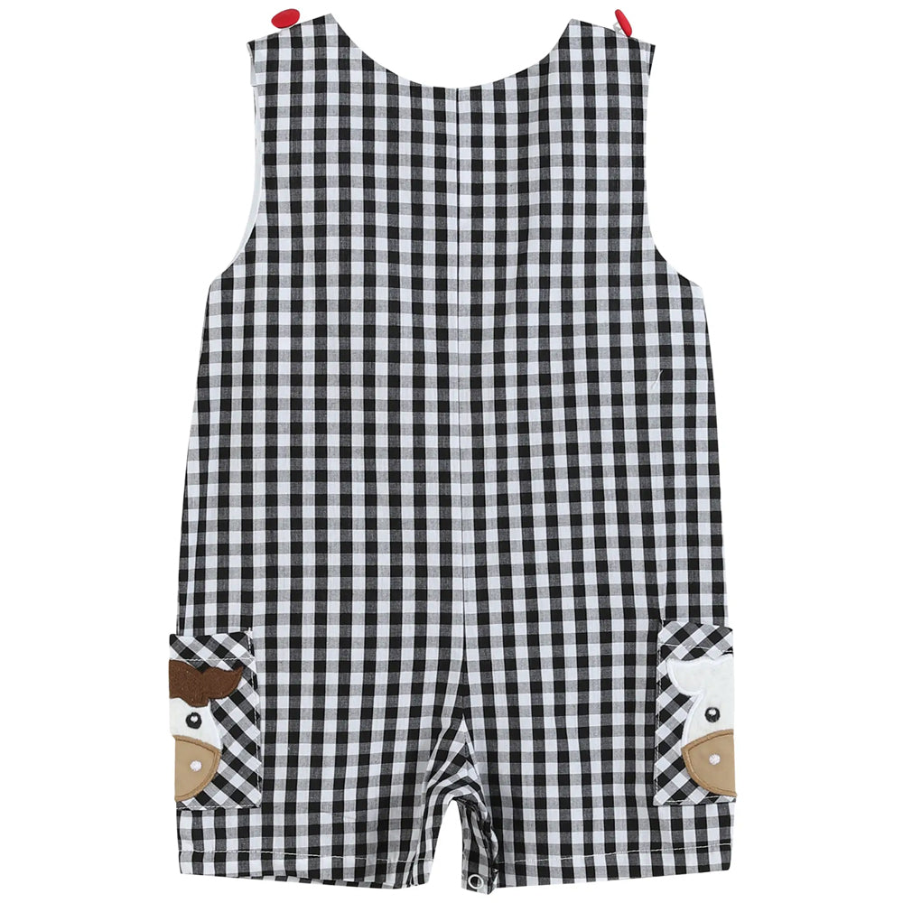 Black Gingham Barn Scene Overalls