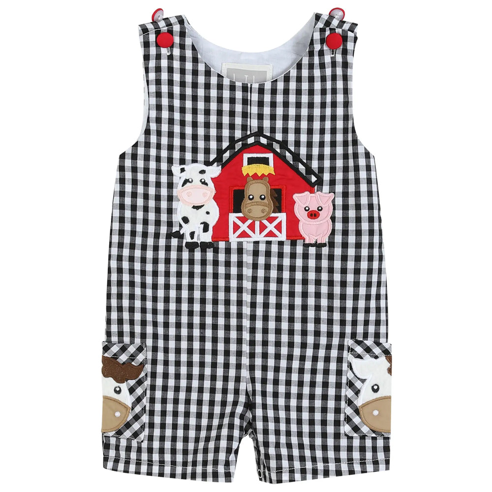 Black Gingham Barn Scene Overalls