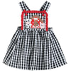 Black Gingham Barn Scene Applique Jumper Dress