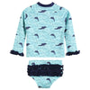 Dolphins Rashguard and Bottoms 2 Piece Swim Set