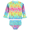 Rainbow Sea Creatures Ruffle Rashguard and Bottoms 2 Piece Swim Set