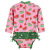 Watermelon Long Sleeve Ruffle Swimsuit